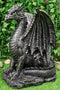 Large Medieval Sentry Abraxas Fantasy Black Dragon On Guard Statue 18"Tall Decor