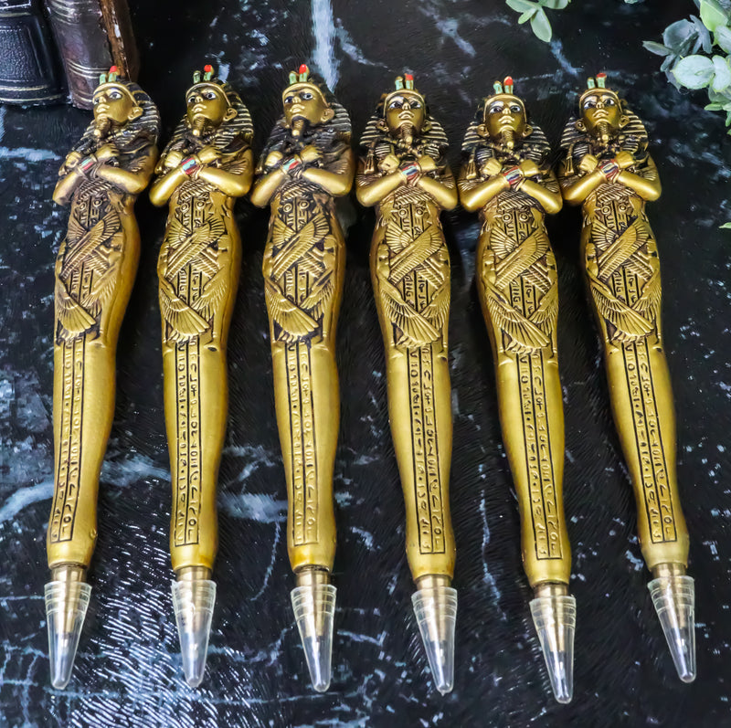 Pack Of 6 Egyptian Mask of King TUT Pharaoh Sarcophagus Figurine Ballpoint Pens