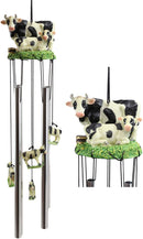 Ebros Gift Bovine Holstein Cow and Baby Calf Family Resonant Relaxing Aluminum Wind Chime Country Western Rustic Farm Cows Garden Patio Outdoor Decorative Accent Noisemaker