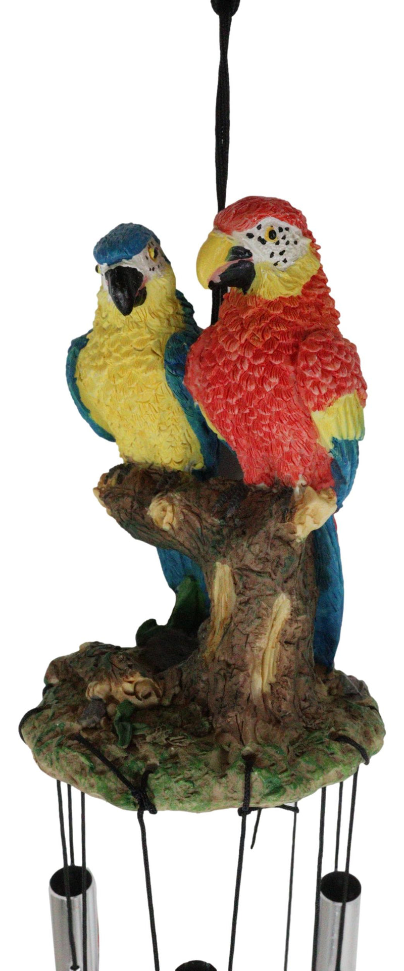 Red and Blue Scarlet Macaw Parrots Couple Resonant Relaxing Wind Chime Patio