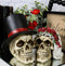 Love Never Dies Wedding Rose Bride And Top Hat Groom Skeleton Couple Figurine