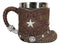 Rustic Western Cowboy Boot W/ Lone Star And Spur Faux Tooled Leather Coffee Mug