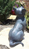 Whimsical Cat With Bird Holding Cage Lantern Candleholder Garden Statue 14.25"H
