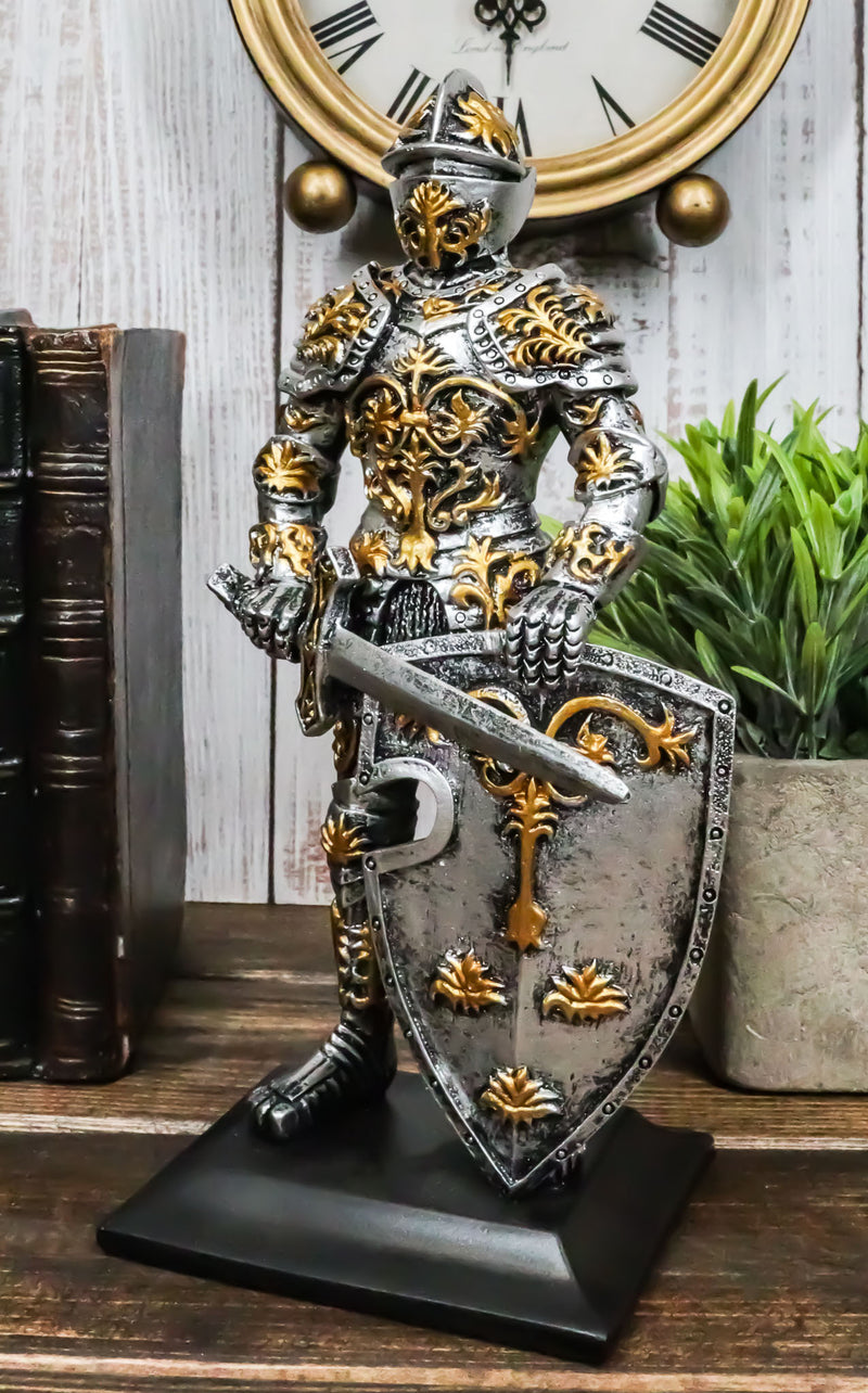 Medieval Swordsman Roccoco Italian Knight Figurine 8" Suit of Armor Coat Of Arms