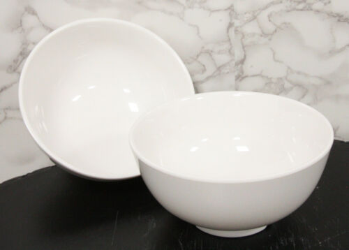 Pack Of 2 Large Contemporary Round White Jade Melamine Ramen Pho Vegetable Bowls