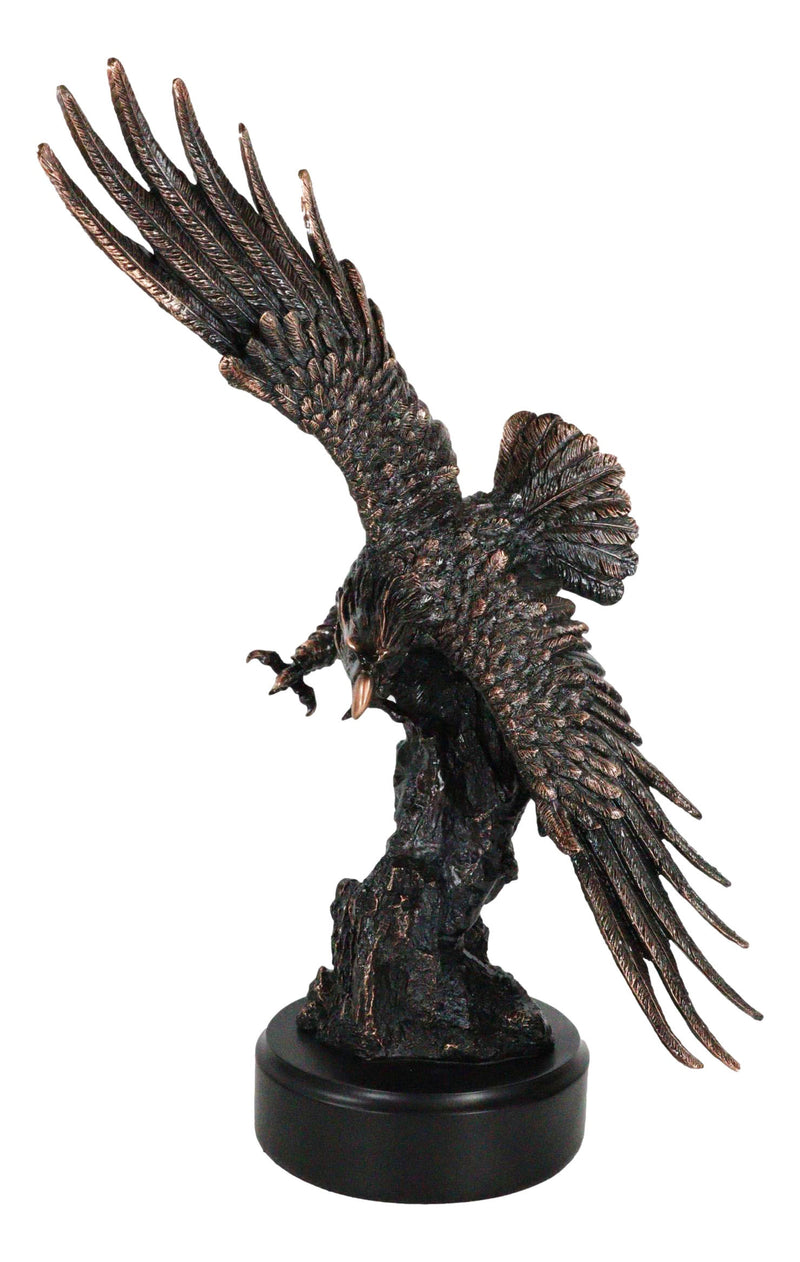 Large Wings of Glory Bald Eagle Diving Towards Mountain Statue With Base 17"H