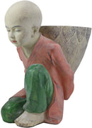 Ebros 13.5" Tall Jizo Buddha Monk Kneeling with Flower Planter Pot Vase Statue - Ebros Gift