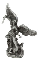 Ebros Pewter Archangel Saint Michael Slaying Satan Statue 4.5" Tall Guido Reni Inspired Catholic Decor Battle of Armageddon San Miguel Figurine