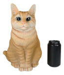 Lifelike Pet Pal Sitting Feline Striped Orange Tabby Cat Statue 12.75"Tall