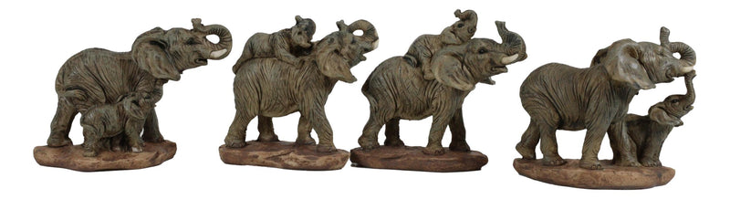 Ebros African Safari Elephant Mother & Calf Family Set of 4 Mini Figurines