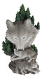 Mountain Scenery Gray Wolf Family Statue Timber Wolf Pack On Rocks 13"H Figurine