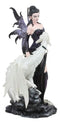 Gothic Khaleesi Fairy With Arctic White Dragon Statue 9.5"H Dungeons Dragons Art