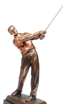 Professional Golfer Swinging Golf Club Bronze Electroplated Decor Statue 15" H