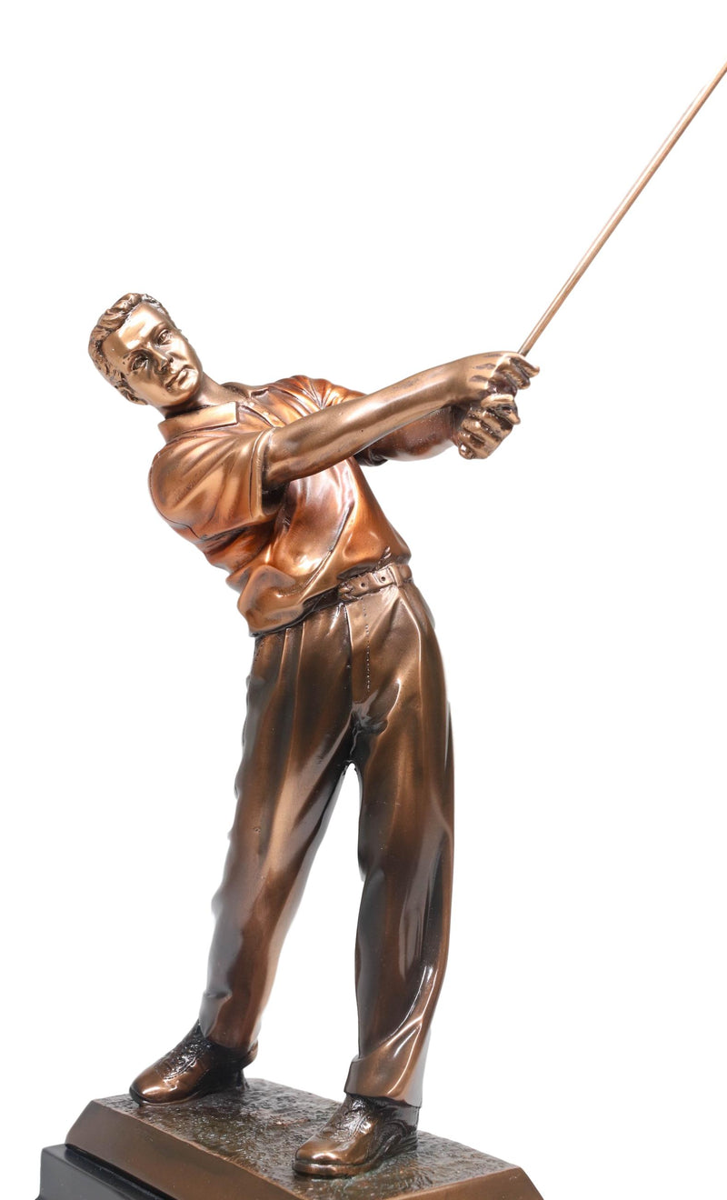 Professional Golfer Swinging Golf Club Bronze Electroplated Decor Statue 15" H