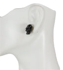 Ghastly Gothic Evil Grinning Skulls Gunmetal Stud Earrings Metal Pewter Alloy