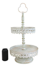 Rustic French Country 2 Tiered Dining Tabletop Metal Food Serving Platter Tray