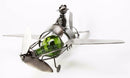 Leisure One Pilot Airplane Hand Made Metal Wine Bottle Holder Caddy Figurine