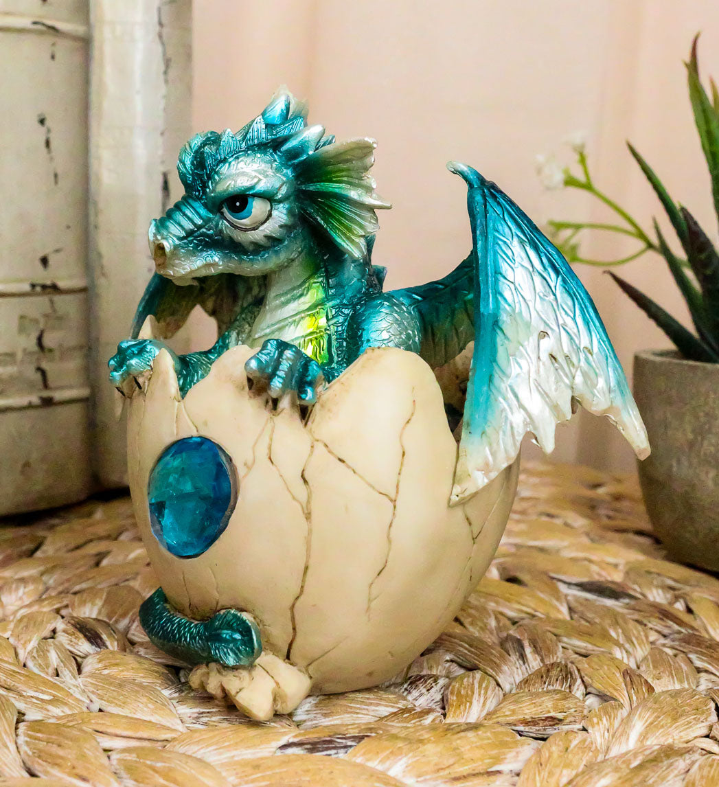 March Birthstone Dragon Egg Statue Aquamarine Blue Gem Birthday Dragon ...