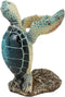 Ebros Nautical Blue Sea Turtle Wine Bottle Holder Caddy Figurine 7.5" High