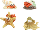 Ebros Starfish Octopus and Hermit Crabs Small Miniature Figurines Set of 4