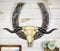 21" L Rustic Western Longhorn Bull Cow Skull With Giant Horseshoe Wall Decor