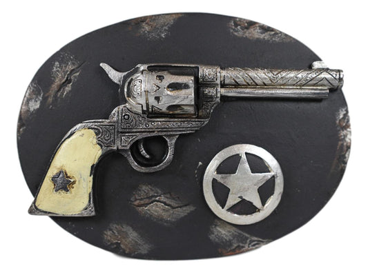 Ebros Rustic Cowboy Revolver Six Shooter Gun Western Star & Ropes Small Decorative Box