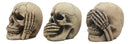Ebros Gothic Alchemy See Hear Speak No Evil Grinning Skulls Statue Set Of Three 4"High Halloween Decor Ossuary Graveyard Figurines