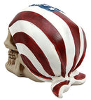 Independence Day Patriotic Skull With US Flag Banner Bandana Decorative Figurine