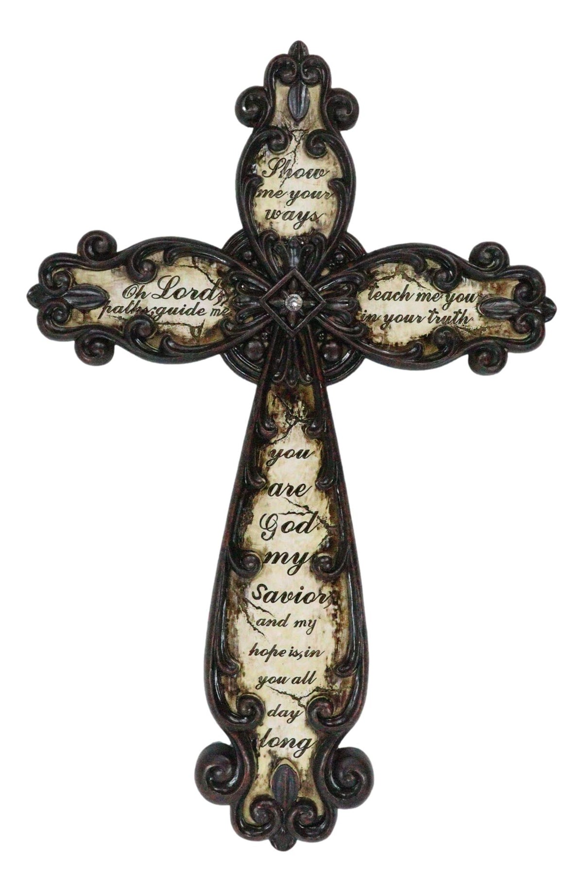 Western Scrollwork Fleur De Lis Show Me Your Ways Oh Lord Prayer Wall Cross