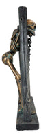 Grinning Skeleton Prisoner Chained At Pillory Keep Calm Scare On Sign Figurine