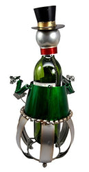 Ebros Christmas Holiday Season Snowman Hand Made Metal Wine Bottle Holder