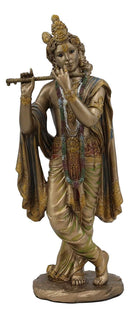 Ebros Hindu God Of Love Sex Yoga Krishna Avatar of Vishnu Playing Flute Decor Figurine