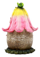 Mini Enchanted Fairy Garden Trumpet Lily Cottage Light Up House W/ Door Figurine - Ebros Gift