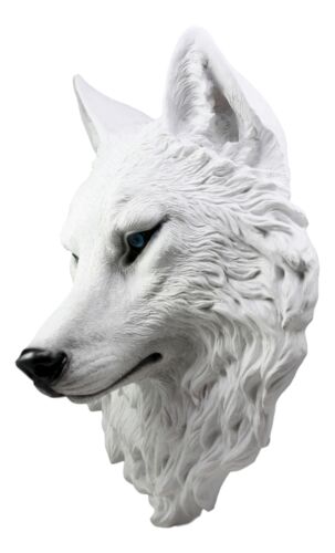 Large Ghost Albino Snow White Wolf Head Wall Decor Plaque 16"H Direwolf Figure - Ebros Gift