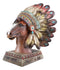 Rustic Western Tribal Indian Warrior Chief Headdress Horse Figurine With Base