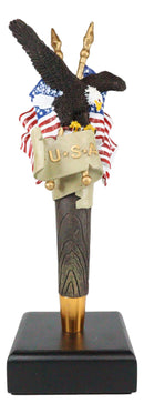 Ebros American Bald Eagle With USA Flag Novelty Beer Tap Handle Figurine With Base