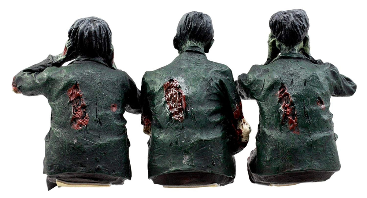 Ebros 4"H Wise Walking Dead Zombie See Hear Speak No Evil Figurine Set Shelf Sitters - Ebros Gift