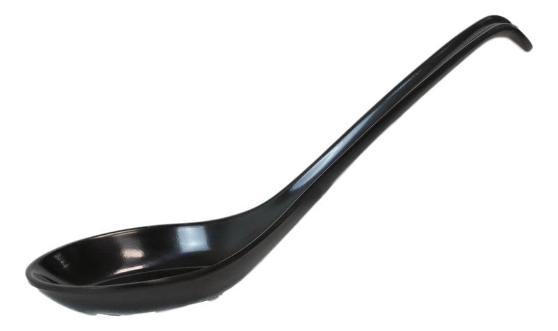 Glossy Black Melamine Ladle Style Soup Spoons With Hook Ends 1oz Set of 6 Spoon