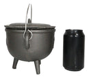 Cast Iron Occult Wicca Pentagram Star In Circle Cauldron With Handle and Lid