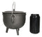 Cast Iron Occult Wicca Pentagram Star In Circle Cauldron With Handle and Lid
