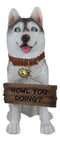 Ebros  Lifelike Pet Pal Siberian Husky Sled Dog Statue 13"H With Jingle Collar Sign