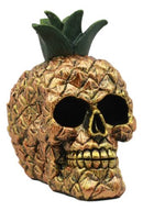 Hawaiian Tropical Pineapple Golden Skull Figurine 6"Tall Fruity Skeleton Head