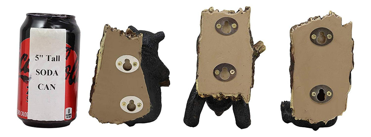 Ebros Whimsical Rustic 3 Acrobatic Black Bears Hanging On Tree Branches Wall Hooks 5.25" High Set of 3 Hanger