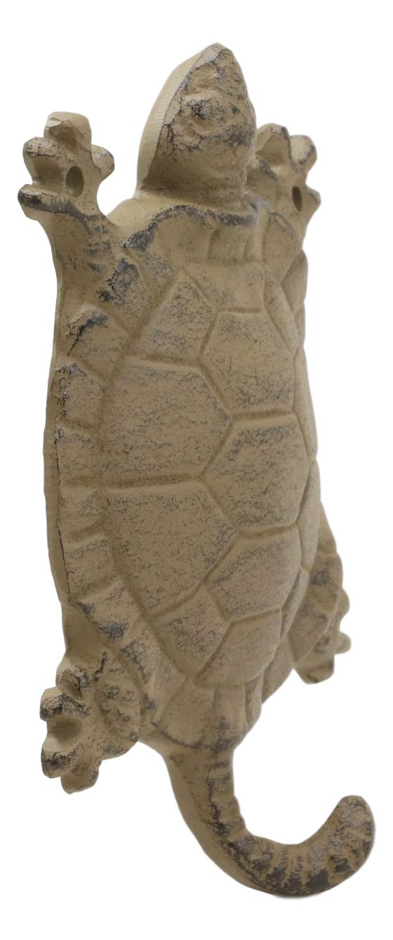 Ebros Gift 5.75" Tall Nautical Ocean Sea Turtle Cast Iron Rustic Wall Coat Keys Leashes Hats (1)