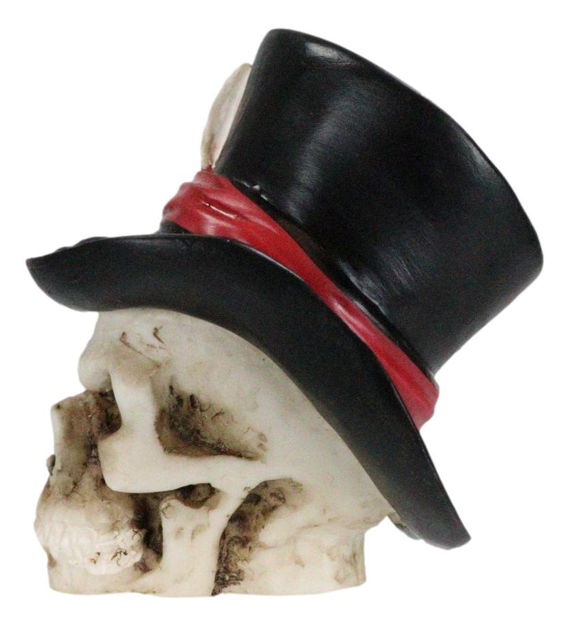 Grinning Tarot Skull With Top Hat Card Number 13 Symbol Of Change Small Figurine