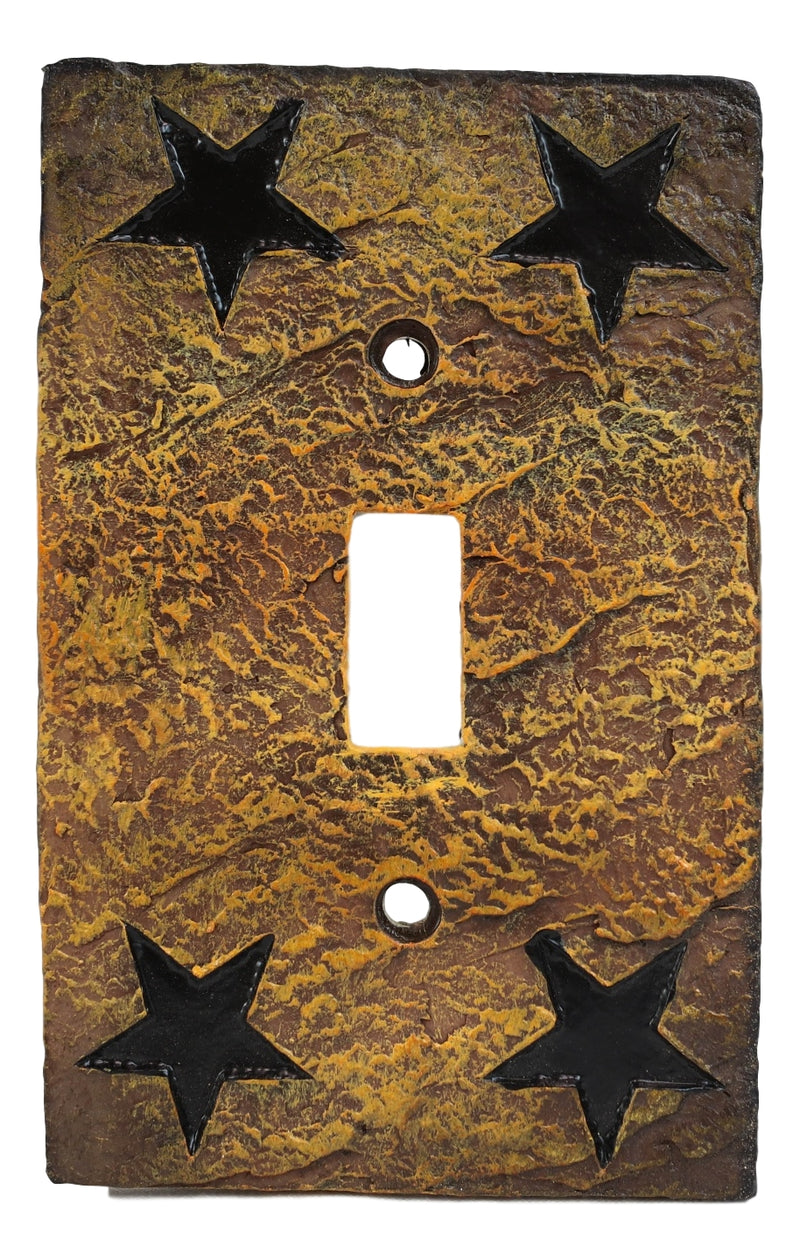 Set of 2 Western Stars Silhouette Textured Wall Single Toggle Switch Plates