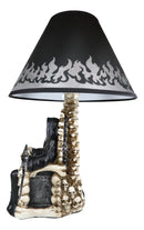 Ebros Grim Reaper Seated On Skeleton Justice Throne With Scythe Table Lamp With Shade