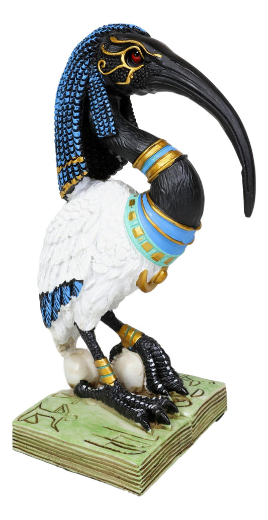 Egyptian God Ibis Headed Thoth White Flamingo Standing On Skull And Book Statue
