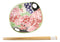 Pink Cherry Blossoms Small Appetizer Coupe Plate Flat Bowl With Chopsticks Set