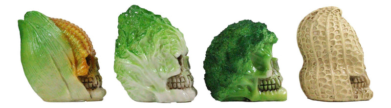 Ebros Vegetable Salad Corn Broccoli Cabbage Peanut Skulls Mini Figurine Set of 4